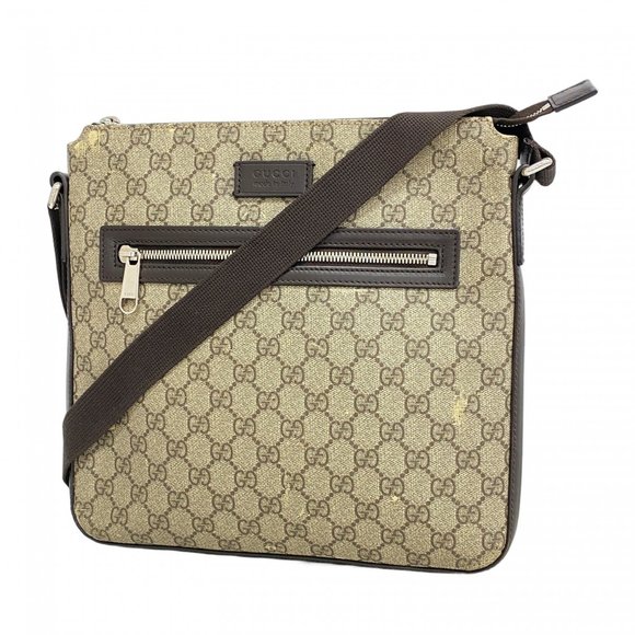 Gucci GG Supreme Shoulder Bag 406408 Brown Men's - Picture 1 of 10